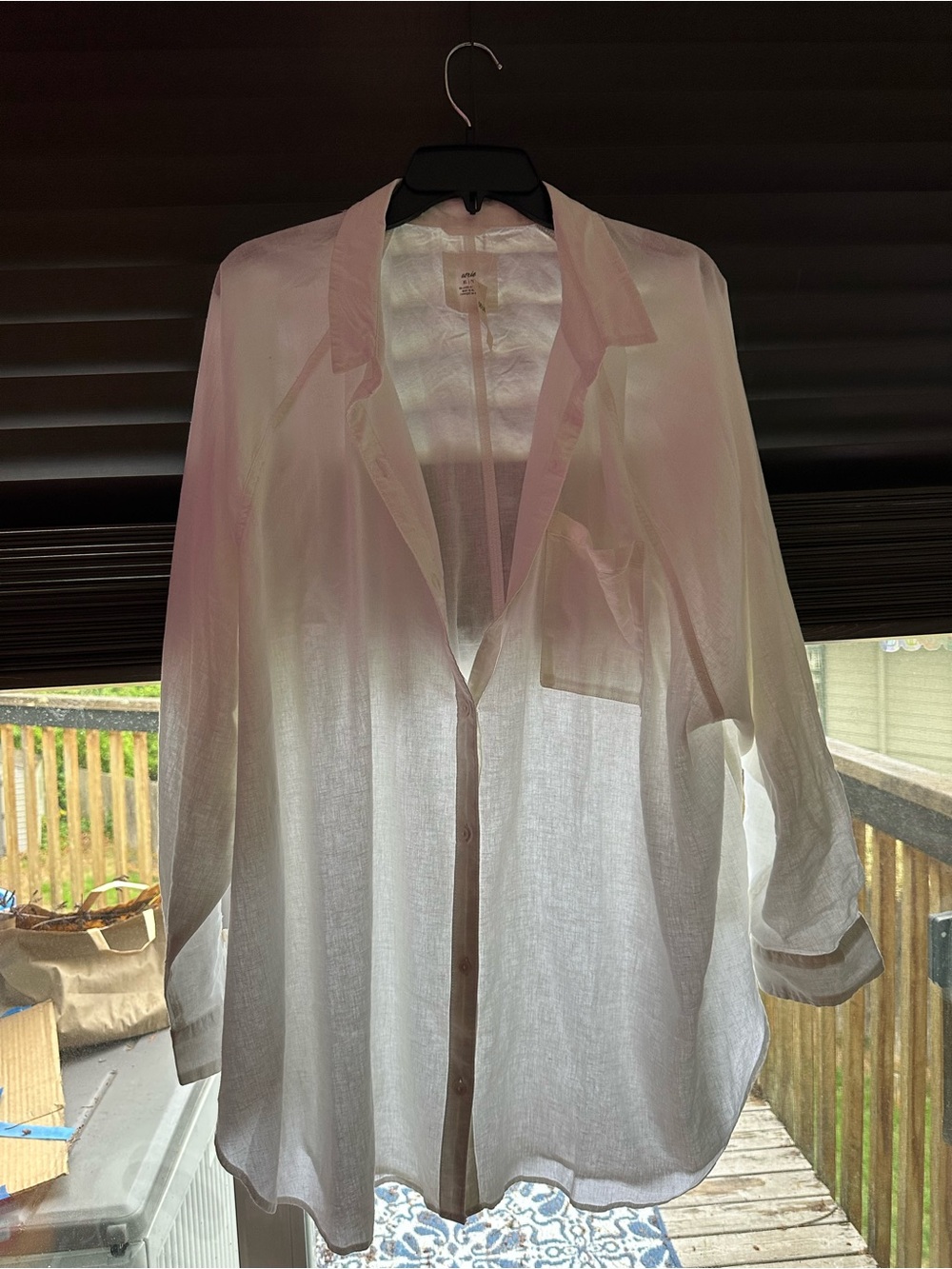 NWT Aerie Sheer White Button-Down Lounge Shirt/Cover Up XL Linen Blend